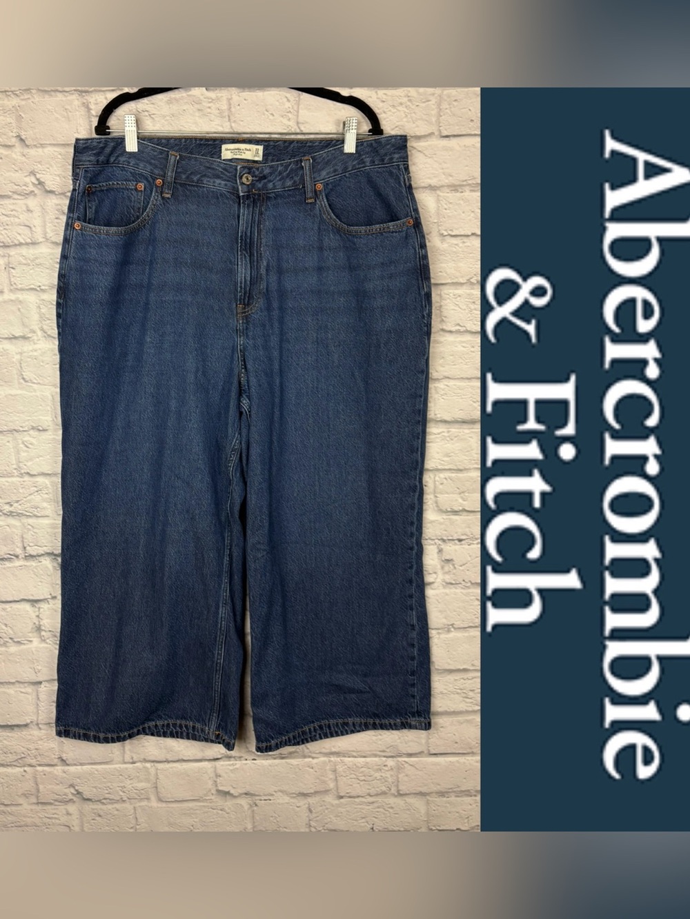 Abercrombie & Fitch Curve Love High Rise Crop Wide Leg Jeans Size 16 short